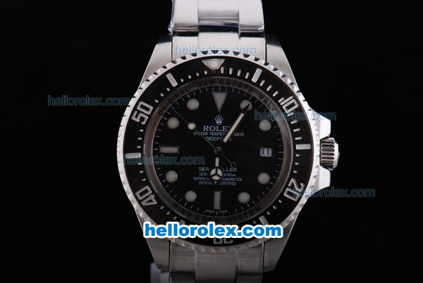 Rolex Sea-Dweller Oyster Perpetual Date Automatic with Black Ceramic Bezel and Black Dial-White Marking and Small Calendar - Click Image to Close